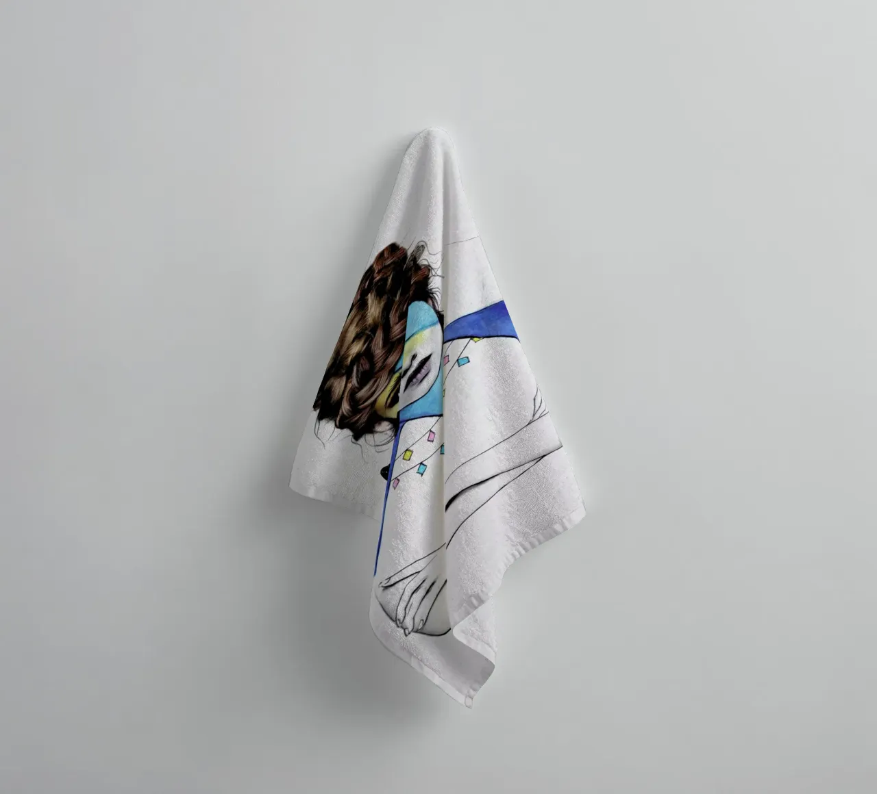 Blue Girl Black Bird toalla de baño de Jenny Liz Rome