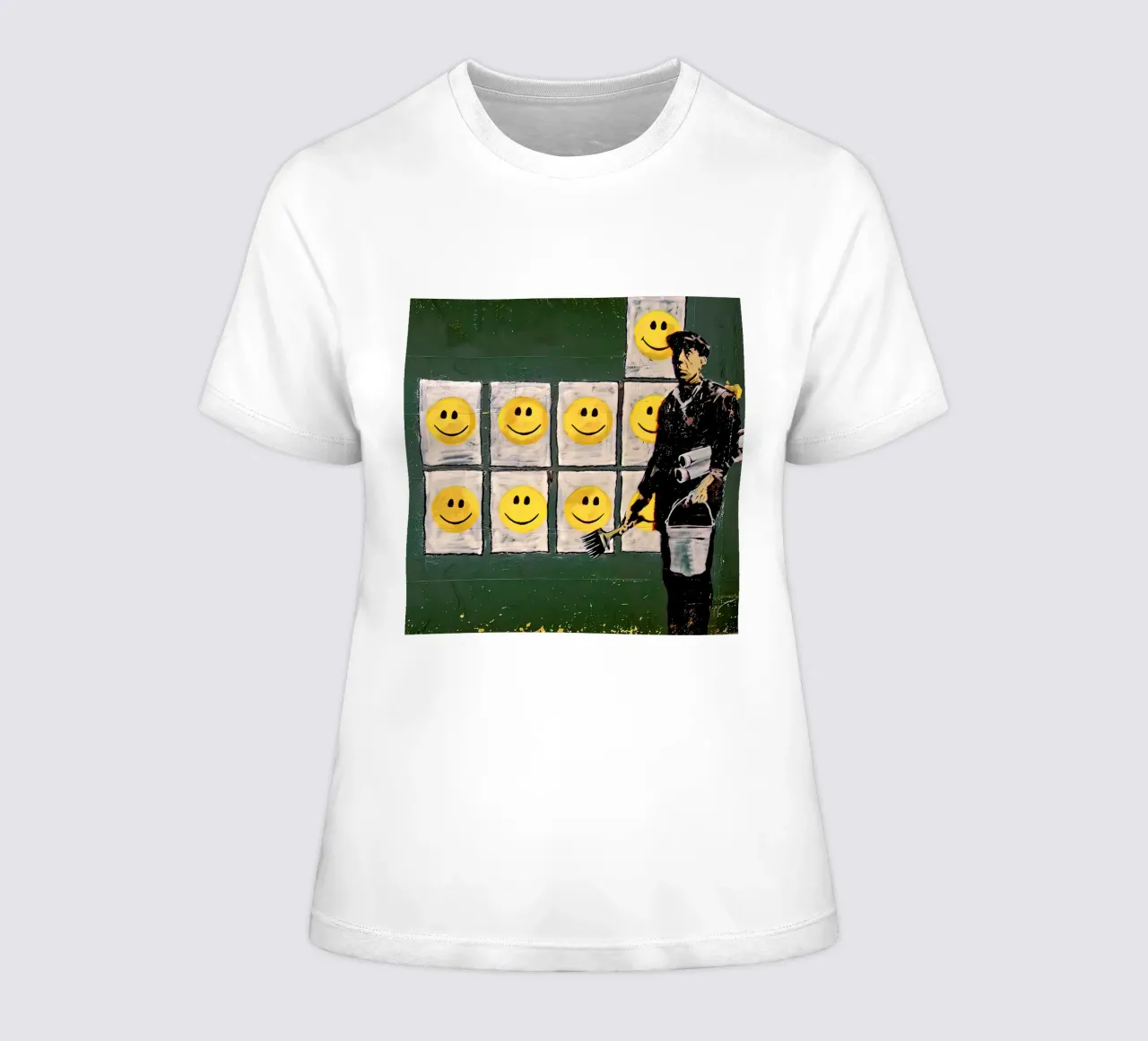 Banksy smile women's fitted t-shirt by 🎁 ARTVI-SHOP