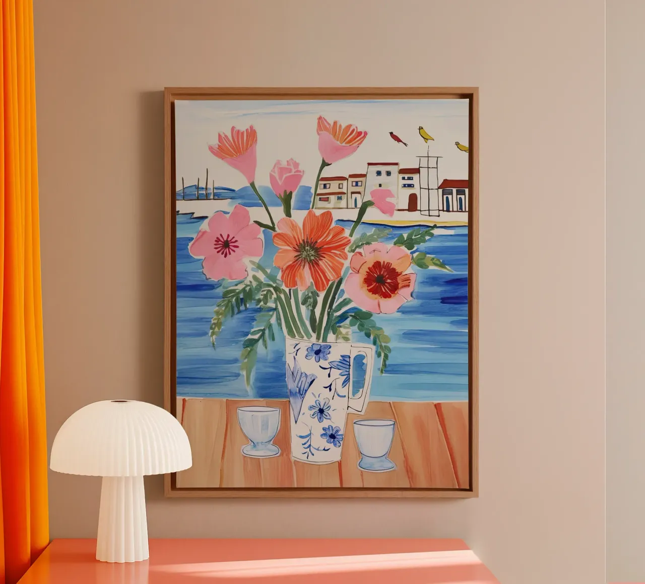 Bloeiend aan zee canvas met Baklijst van DaarbyN