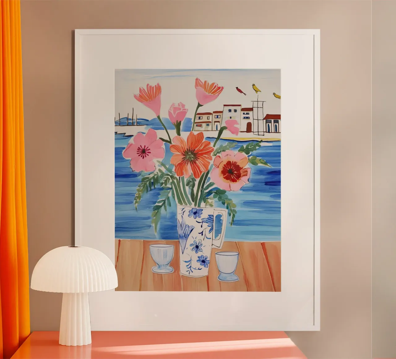 Fioritura in riva al mare poster con telaio in plastica da DaarbyN