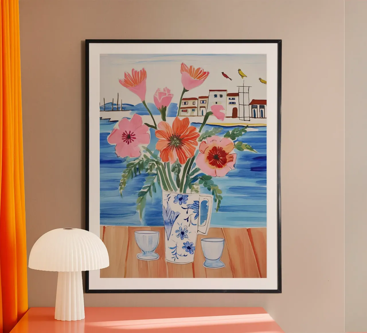 Fioritura in riva al mare poster con telaio in plastica da DaarbyN
