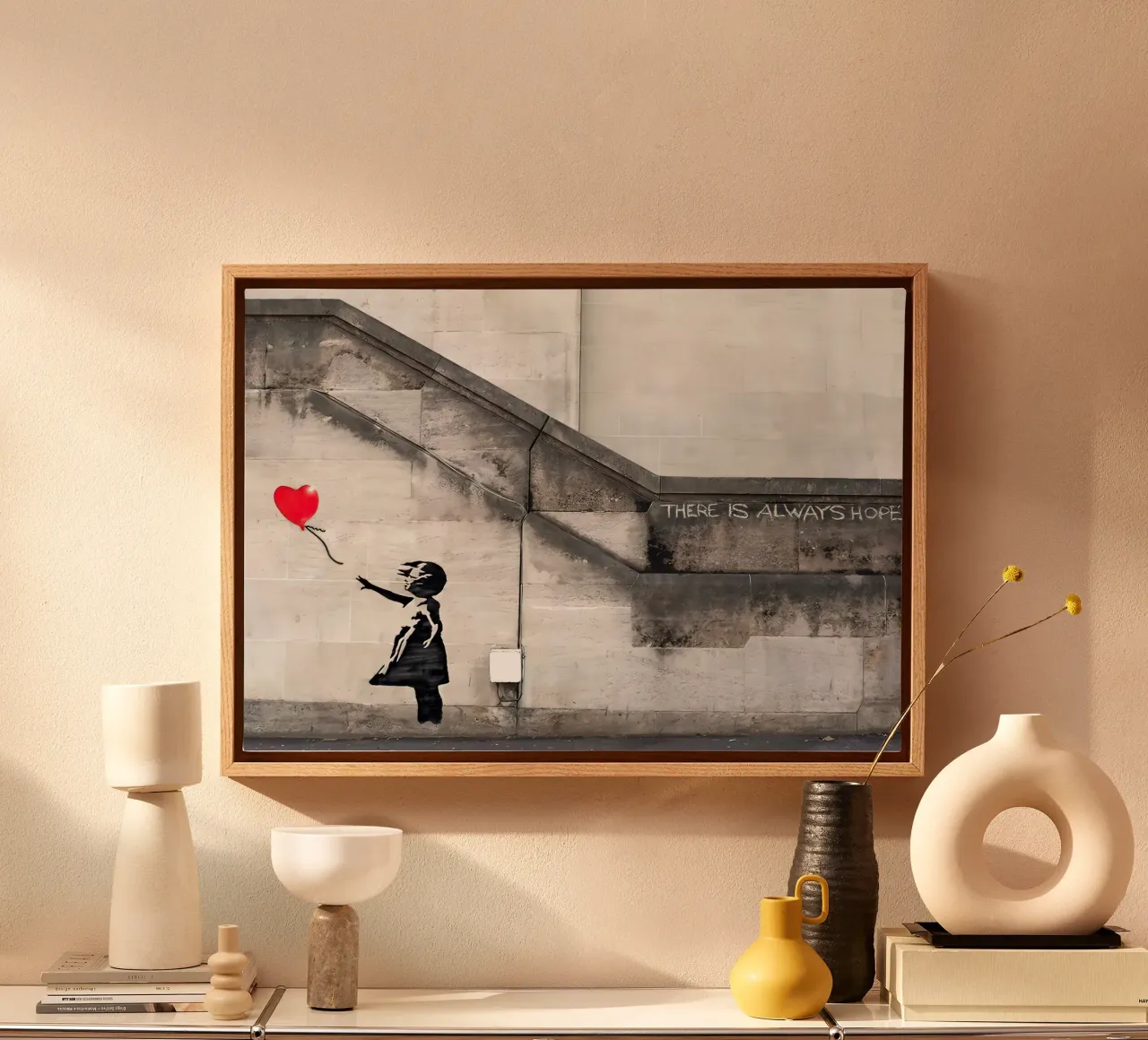 Banksy girl with balloon canvas with Floater frame by 🎁 ARTVI-SHOP