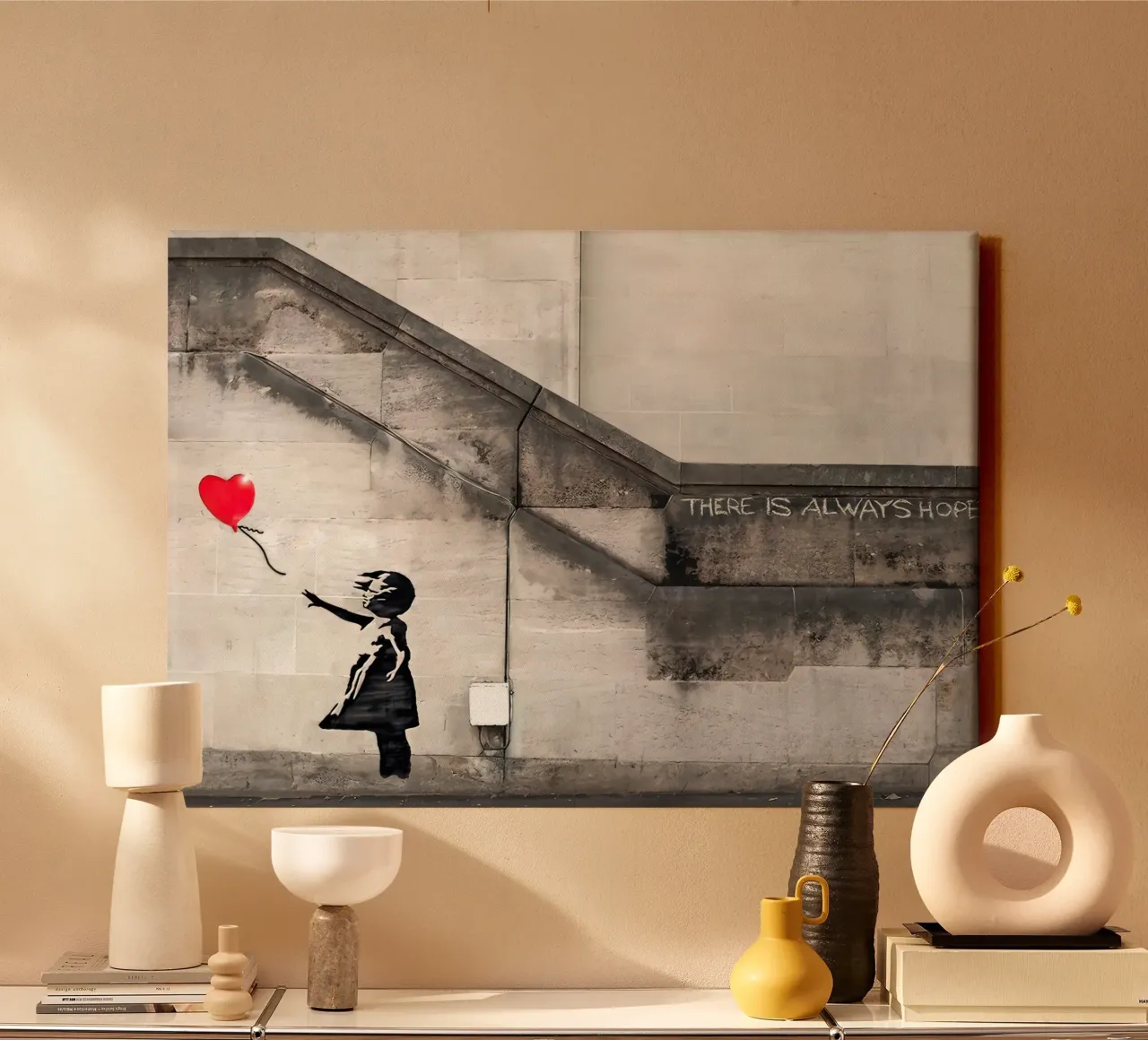 Banksy girl with balloon canvas with Floater frame by 🎁 ARTVI-SHOP