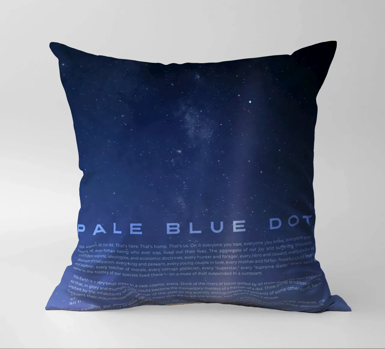 Pale Blue Dot decorative cushion by nabakumov