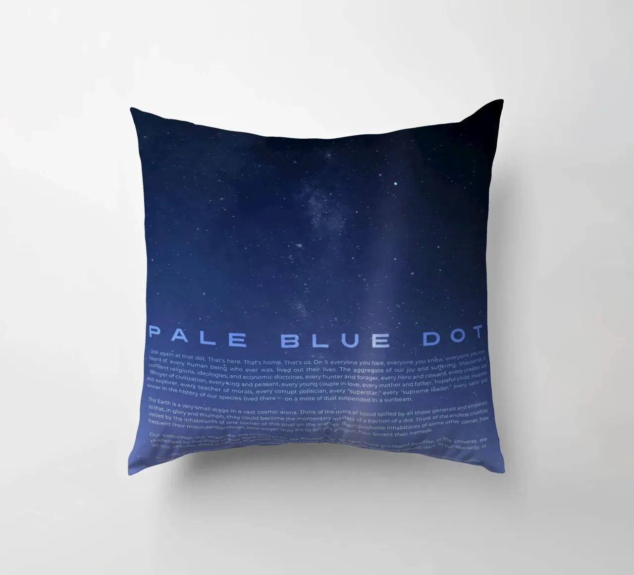 Pale Blue Dot decorative cushion by nabakumov