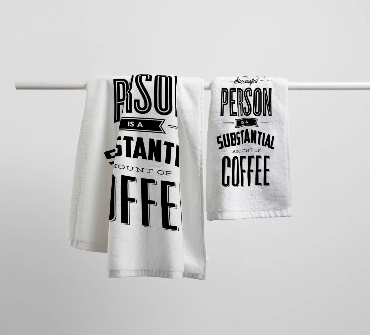 Hinter jedem erfolgreichen Menschen steht Kaffee Typografie Design Handtuch von THE MOTIVATED TYPE