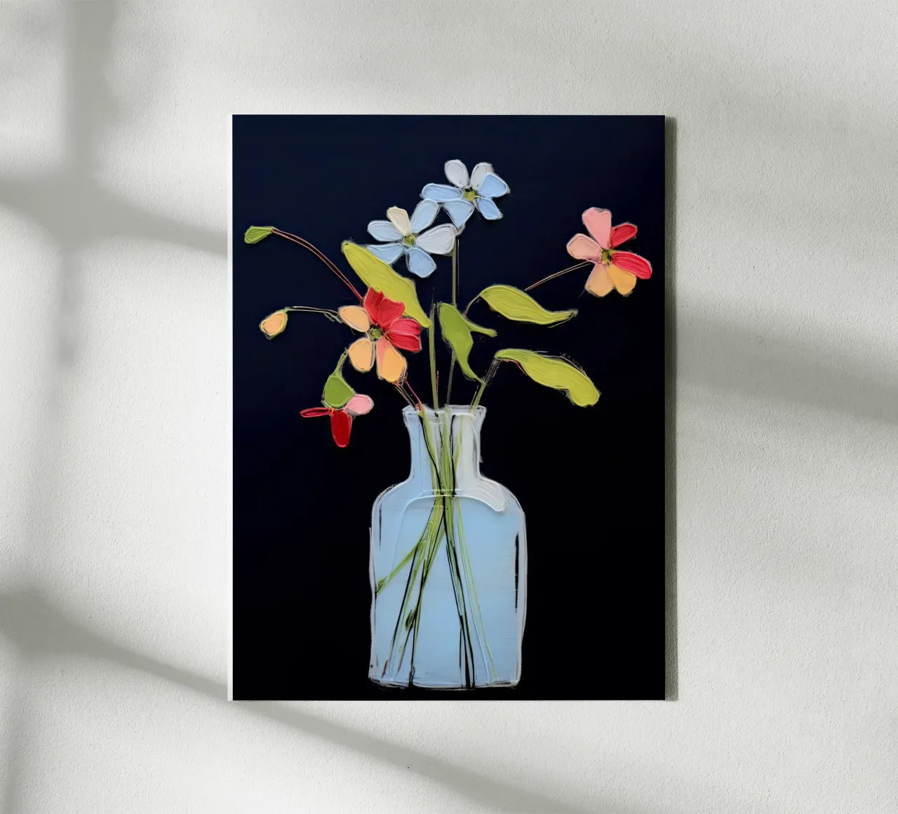 Kleine kleurrijke bloesems canvas met Baklijst van DaarbyN