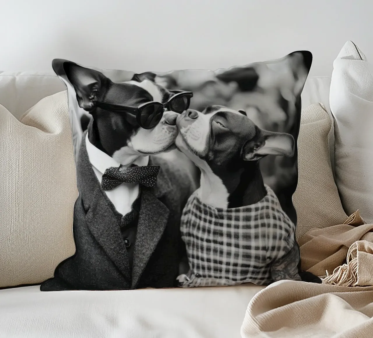 Un bacio in città cuscino da Affiches Chien Originales – Dogland