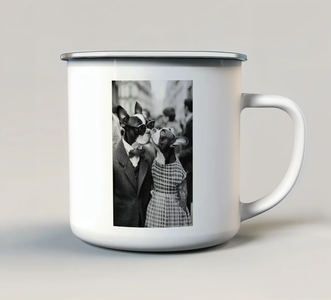 Un beso en la ciudad taza de esmalte de Affiches Chien Originales – Dogland