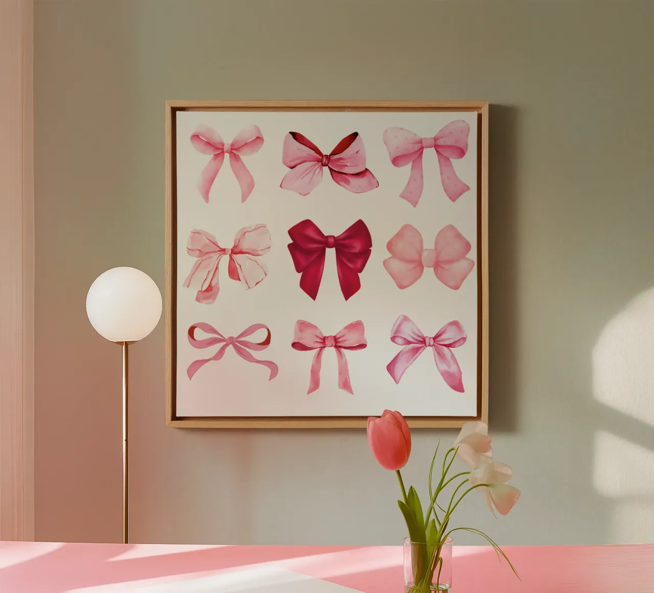 Pink Coquette Bow, Cute Bow, Coquette Style, Coquette Bows canvas with Floater frame by Coquette Club