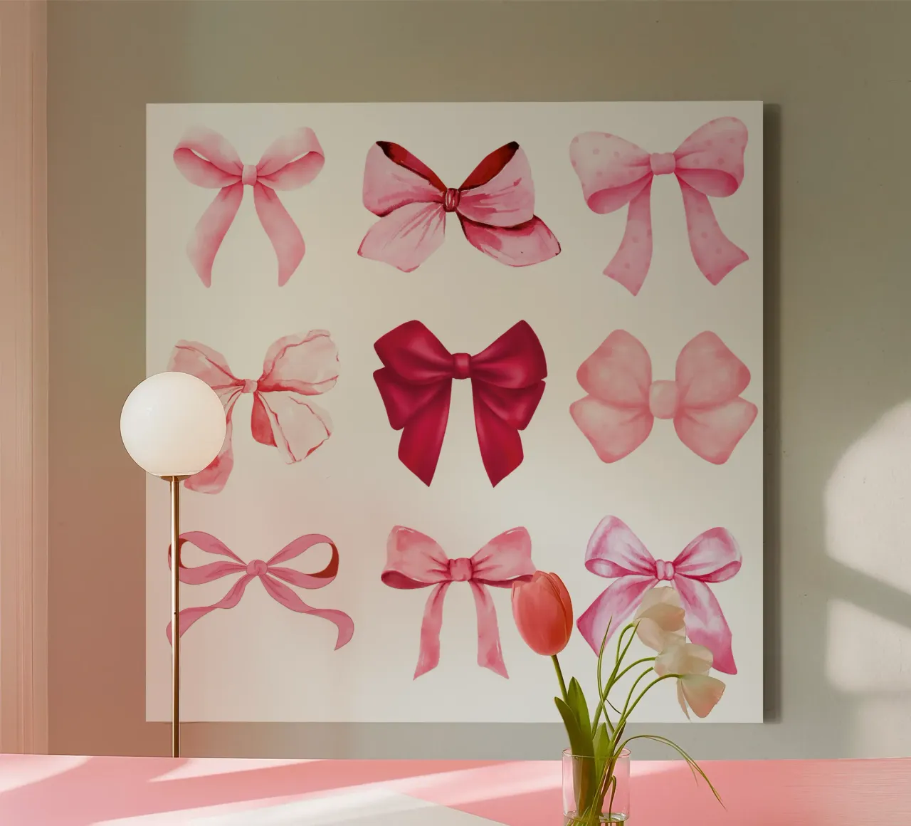 Pink Coquette Bow, Cute Bow, Coquette Style, Coquette Bows canvas with Floater frame by Coquette Club