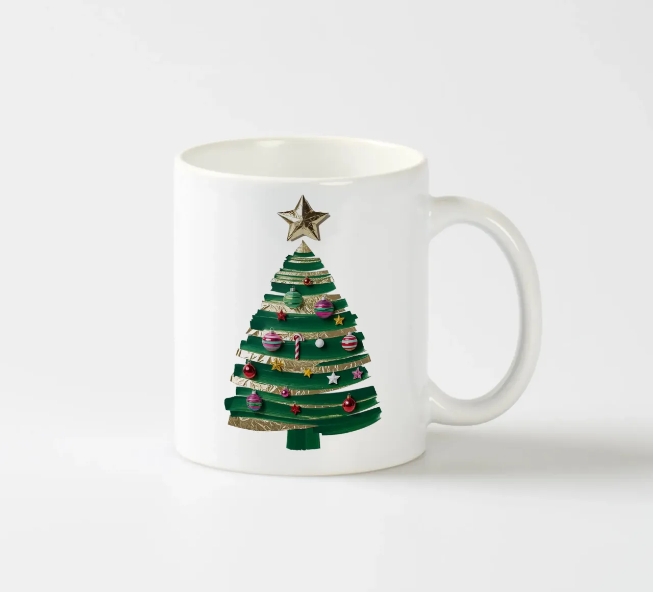 Abstract Christmas Tree Art Print, Modern Minimalist Holiday ceramic mug by AlbertKlee