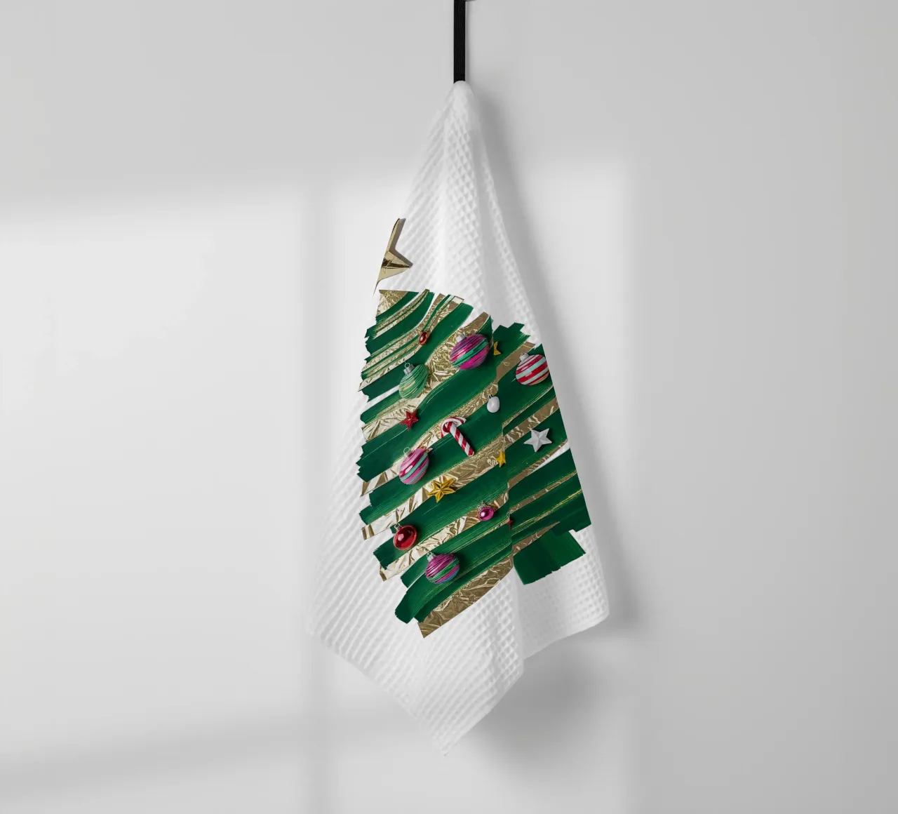 Impression d'art abstrait sur l'arbre de Noël, Noël moderne et minimaliste torchon de AlbertKlee