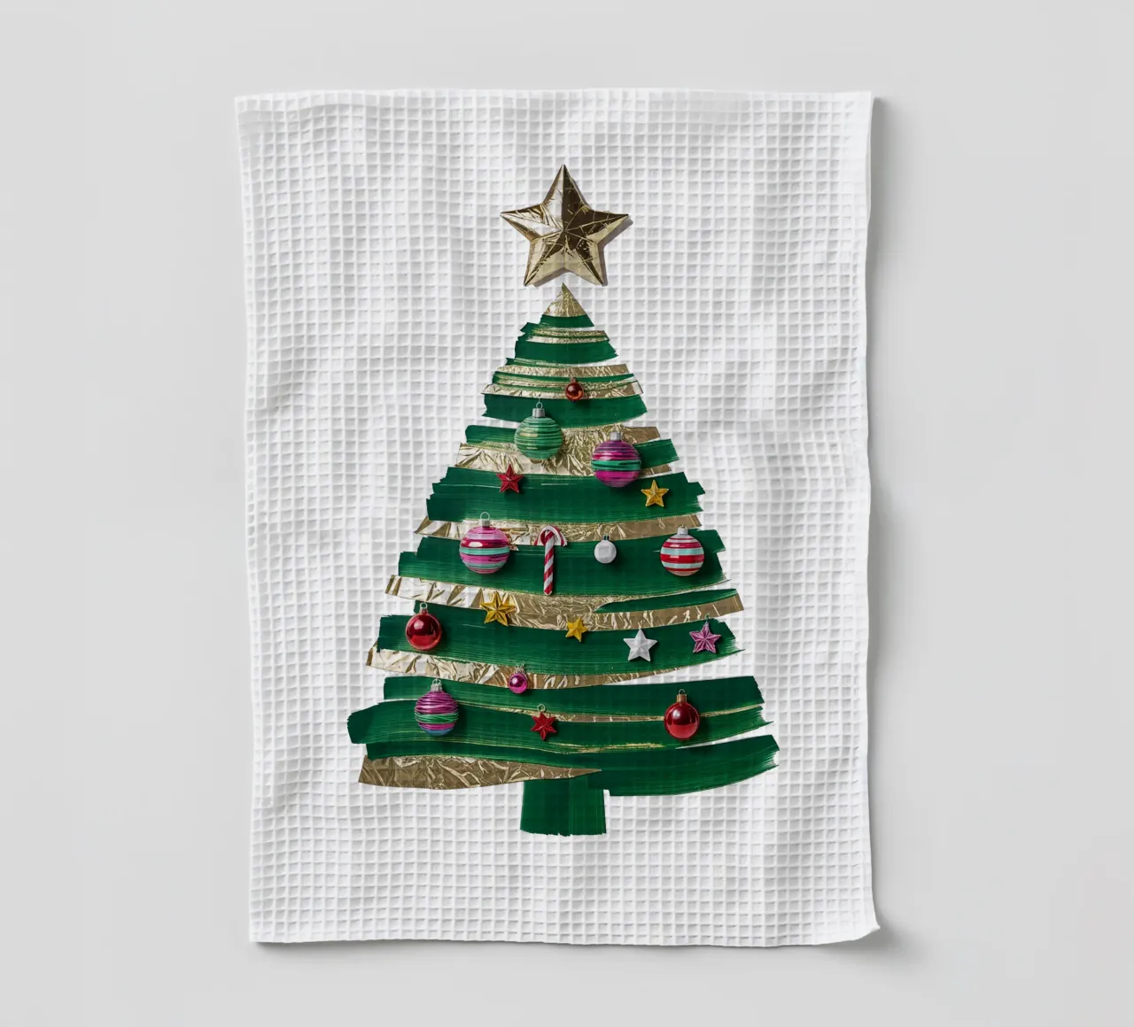 Impression d'art abstrait sur l'arbre de Noël, Noël moderne et minimaliste torchon de AlbertKlee