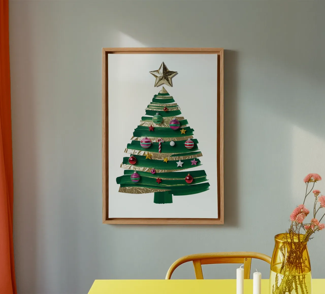 Abstracte kerstboom kunstdruk, moderne minimalistische vakantie canvas met Baklijst van AlbertKlee