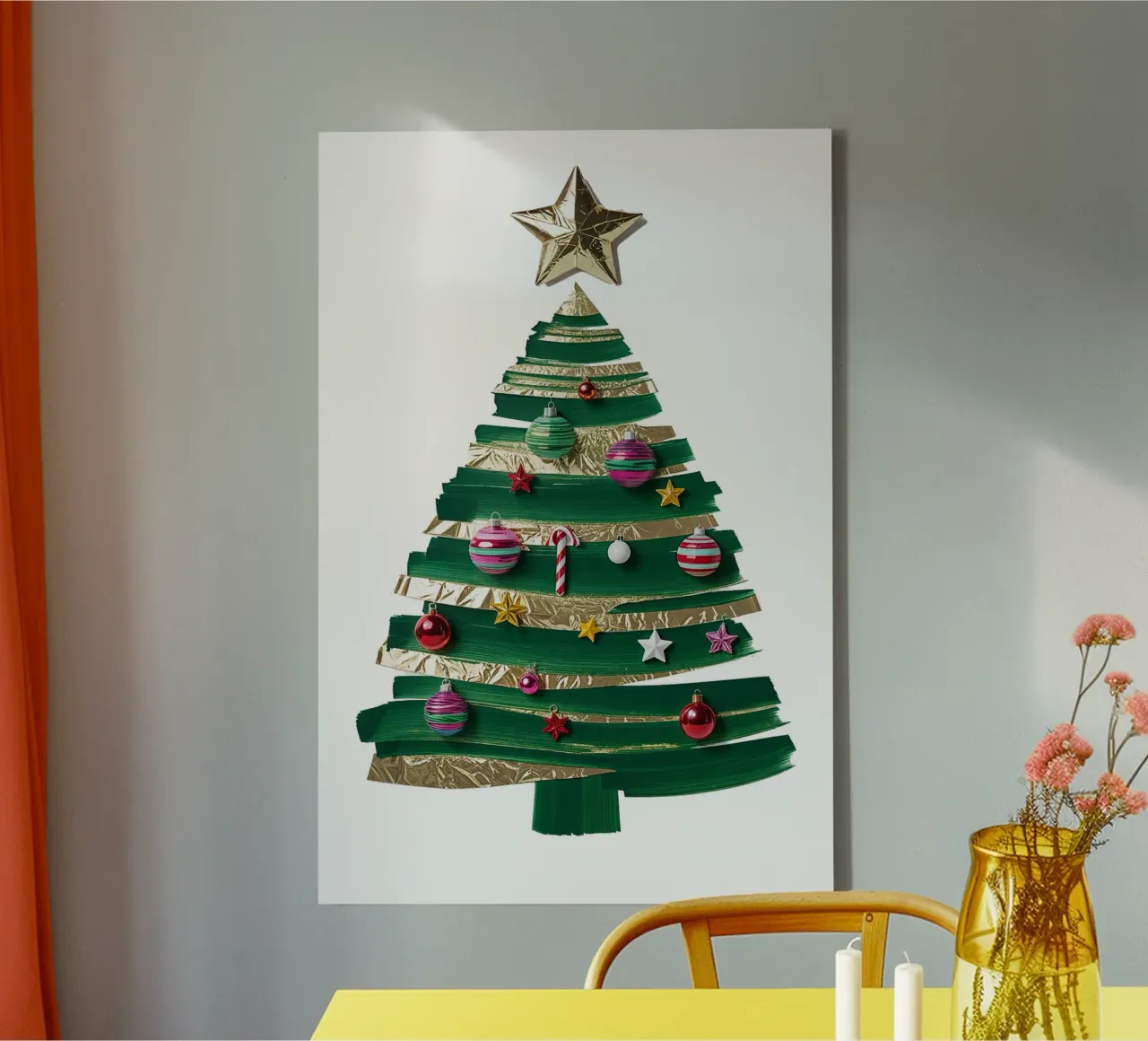 Abstracte kerstboom kunstdruk, moderne minimalistische vakantie canvas met Baklijst van AlbertKlee