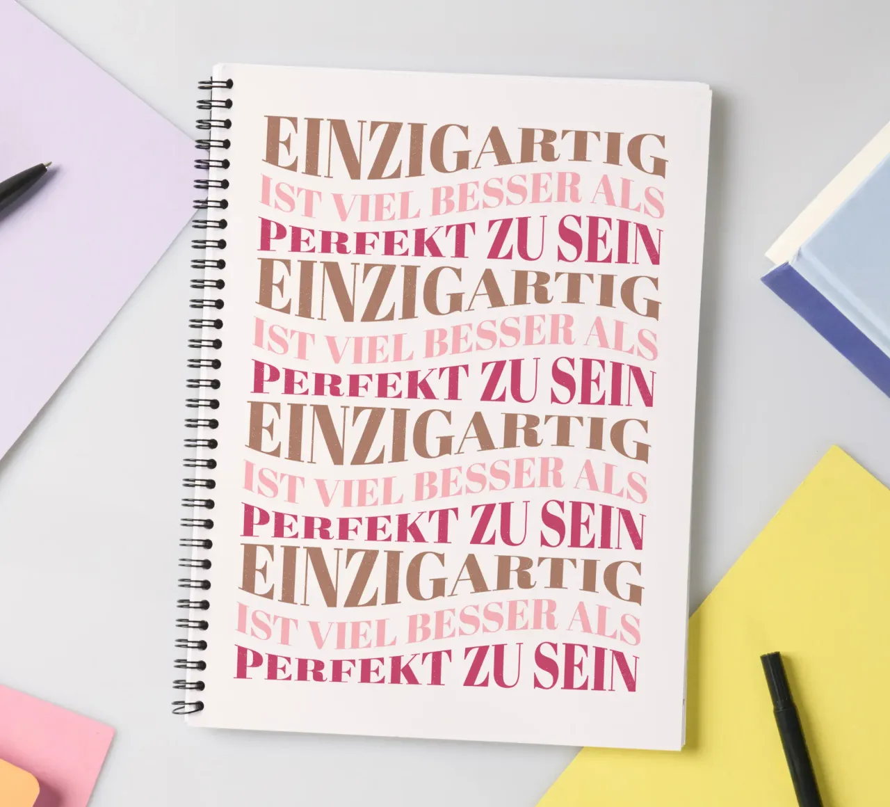 Unique is much better than perfect. Motivation. spiral notebook by CalliLetters