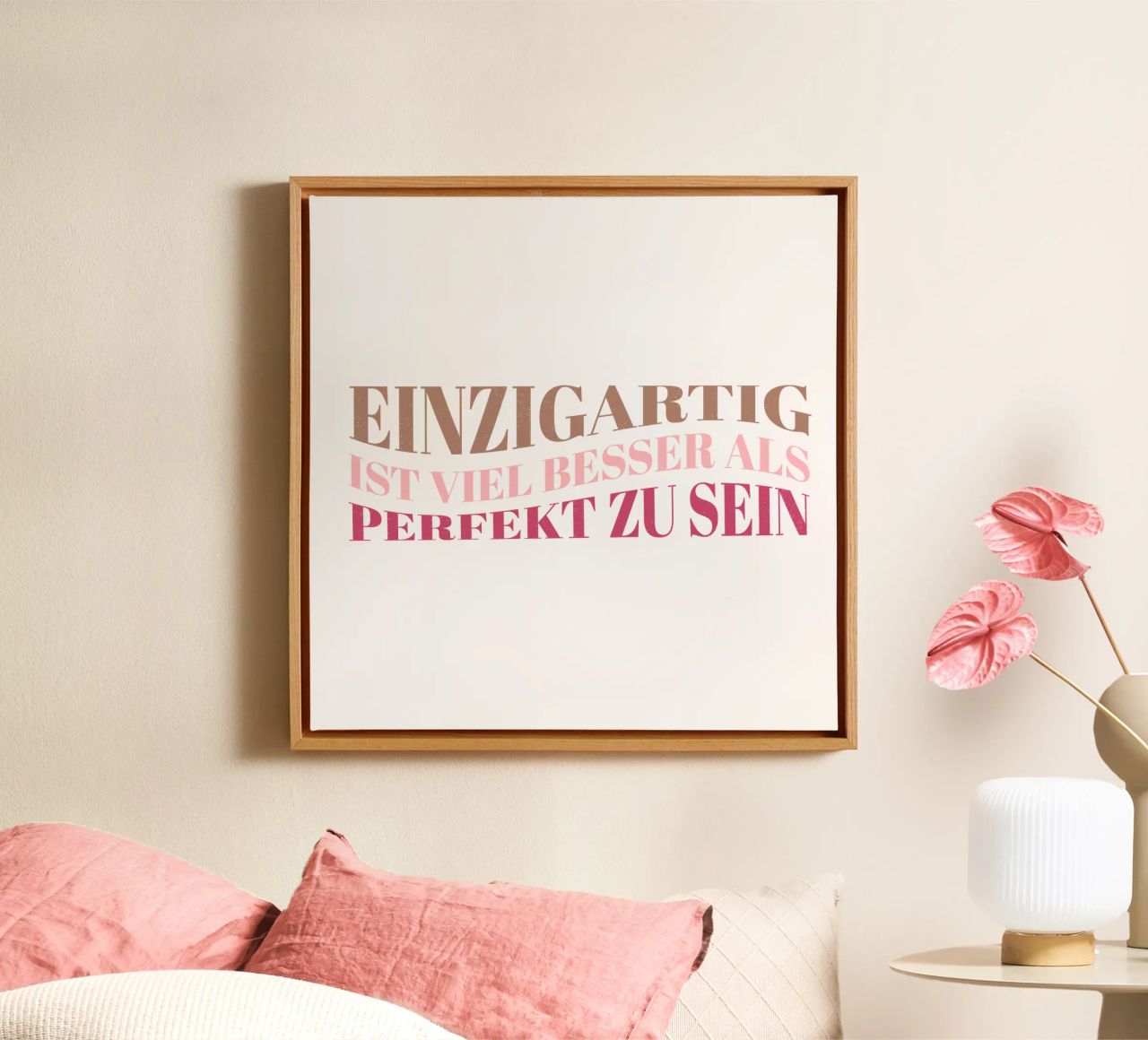 Einzigartig ist viel besser als perfekt zu sein. Motivation. Leinwand von CalliLetters