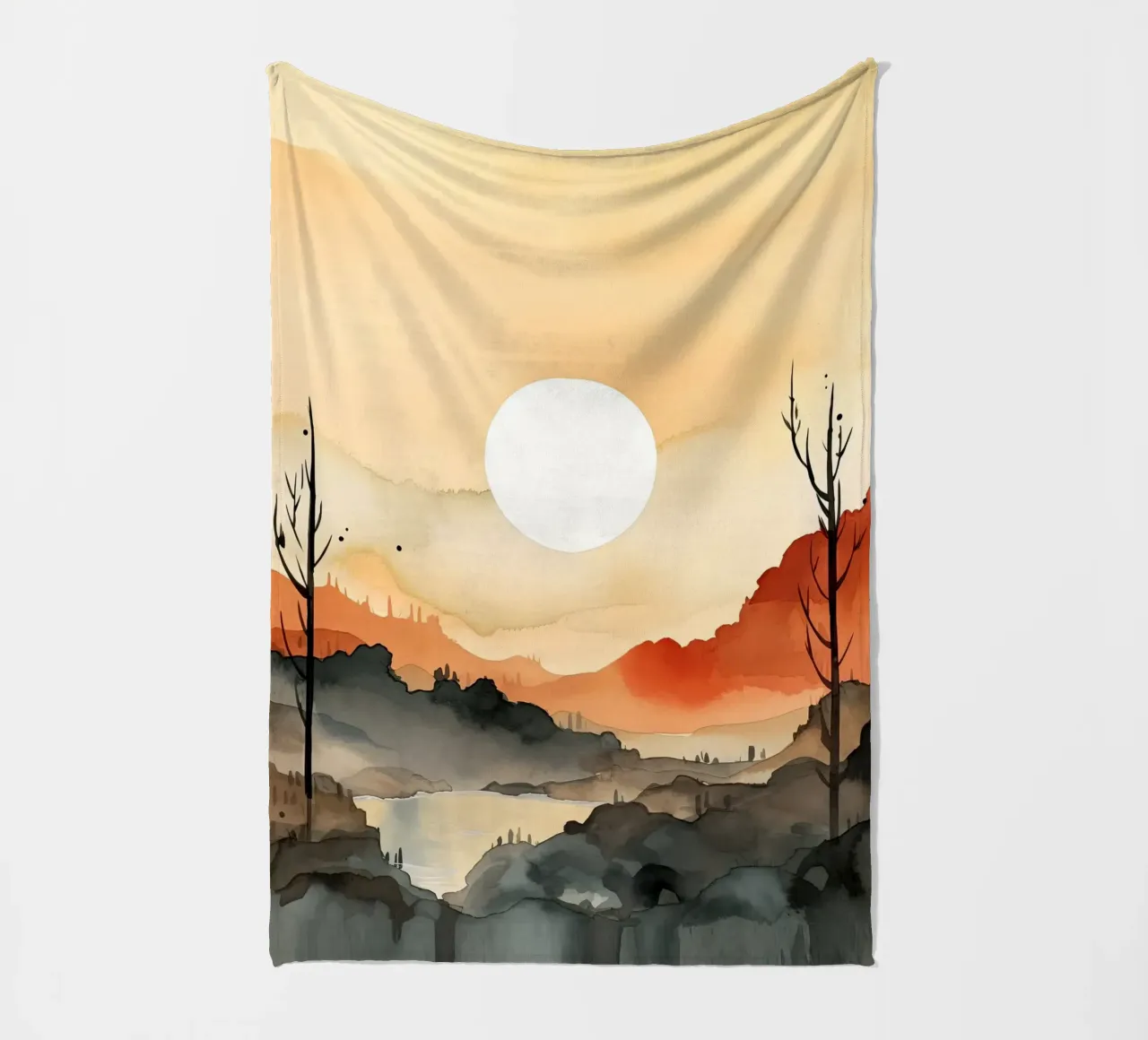 Sonnenuntergang zwischen Tälern Fleecedecke von DaarbyN