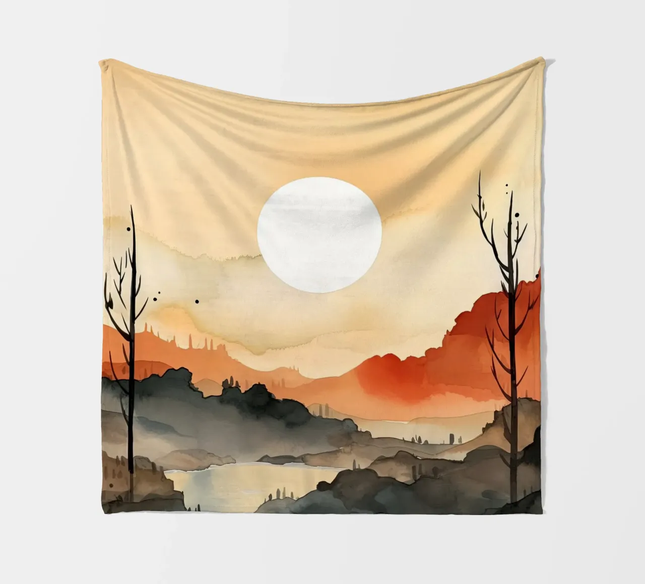 Sonnenuntergang zwischen Tälern Fleecedecke von DaarbyN