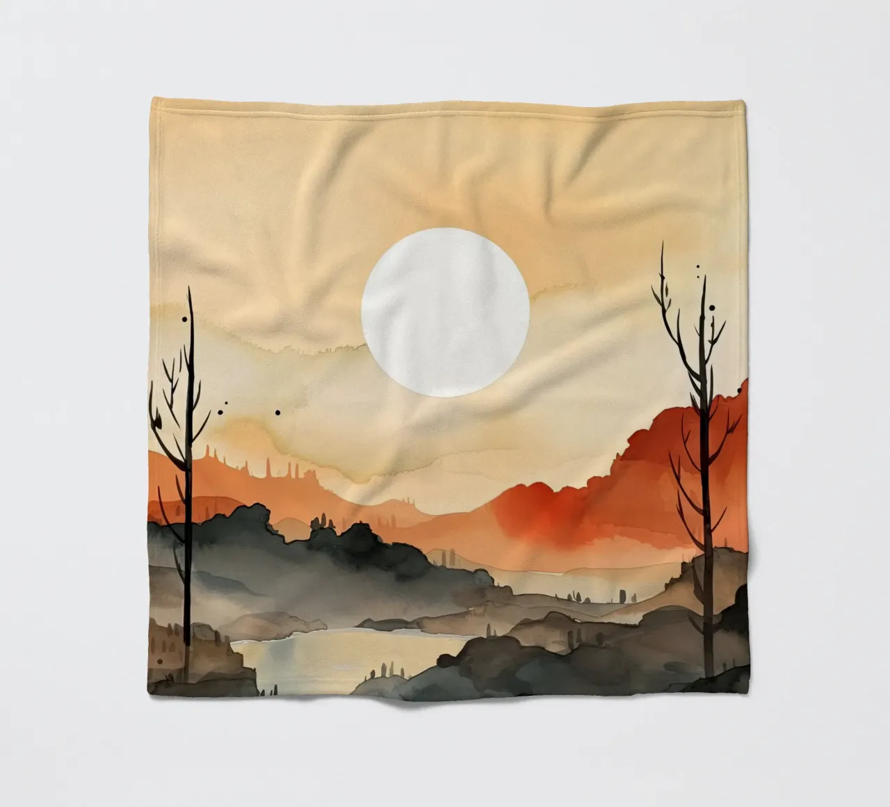 Sonnenuntergang zwischen Tälern Fleecedecke von DaarbyN