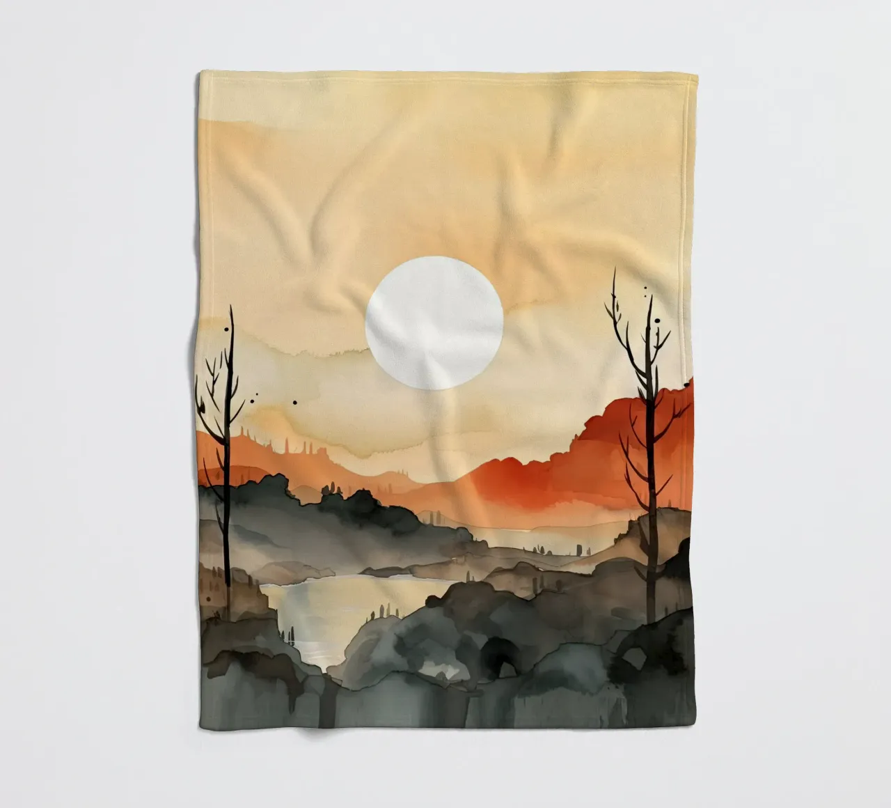 Sonnenuntergang zwischen Tälern Fleecedecke von DaarbyN