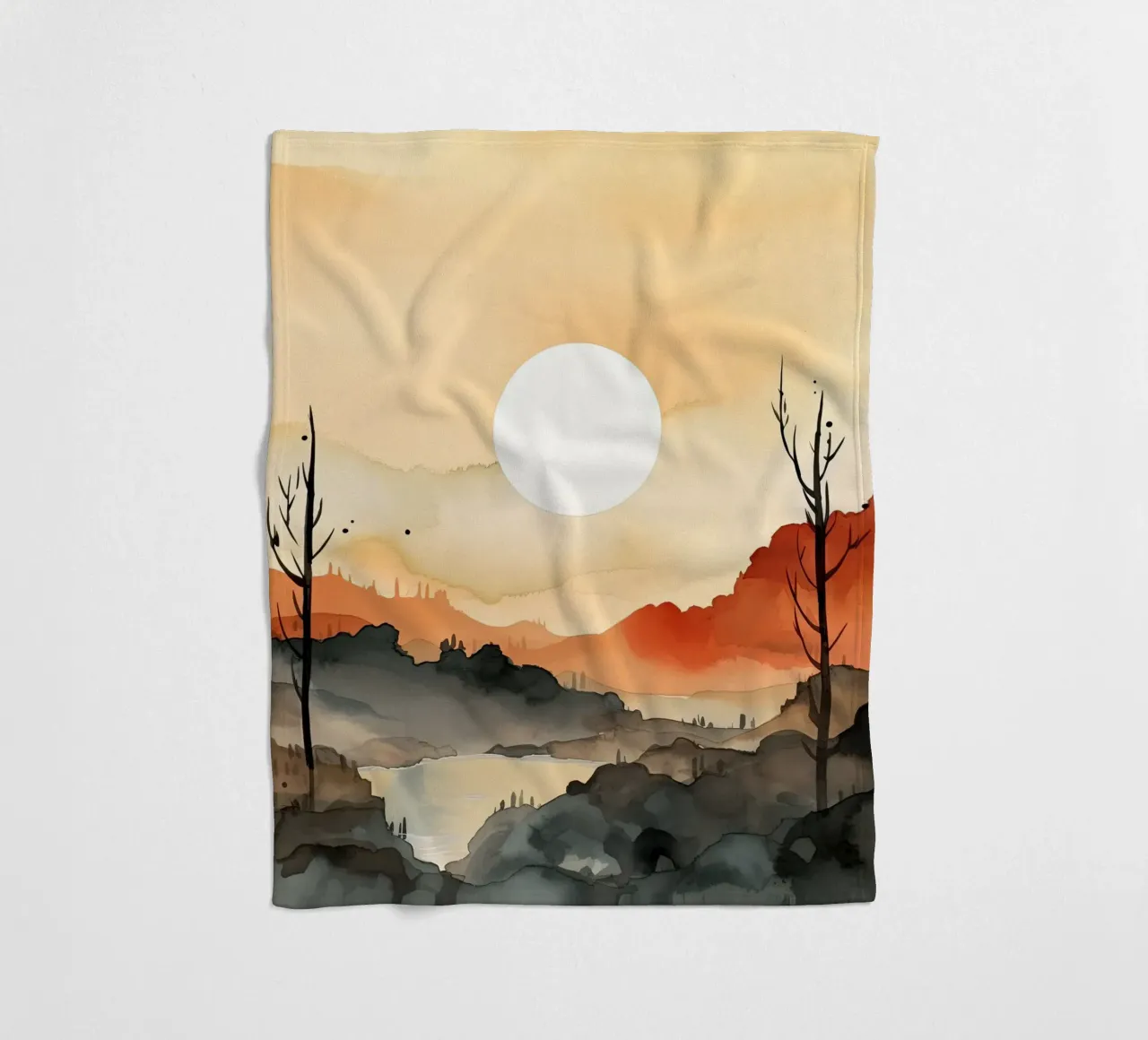 Sonnenuntergang zwischen Tälern Fleecedecke von DaarbyN