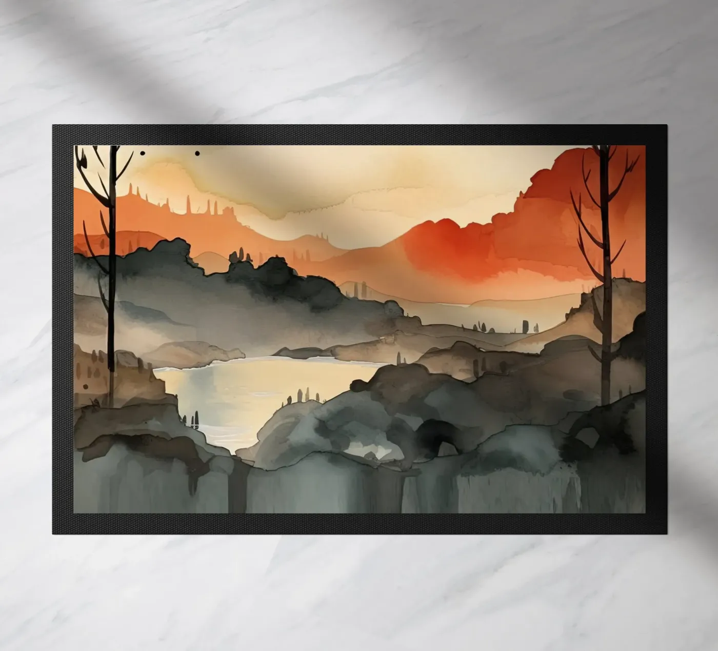 Zonsondergang tussen de dalen deurmat van DaarbyN