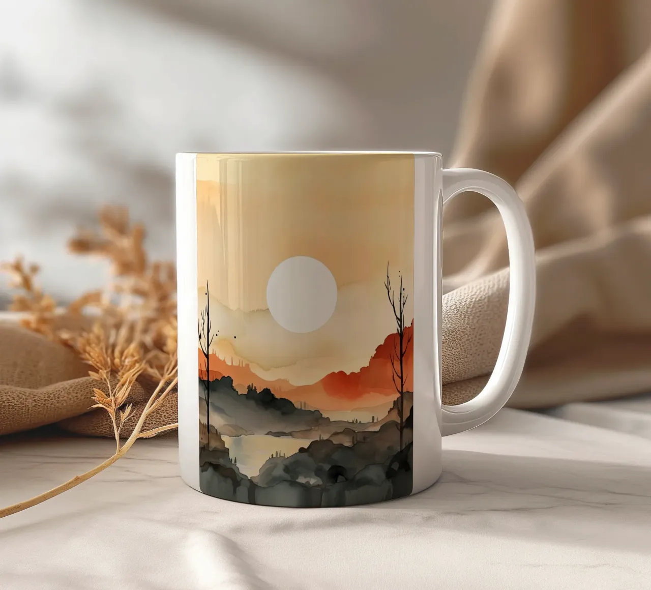 Sunset Between Valleys ceramic mug by DaarbyN