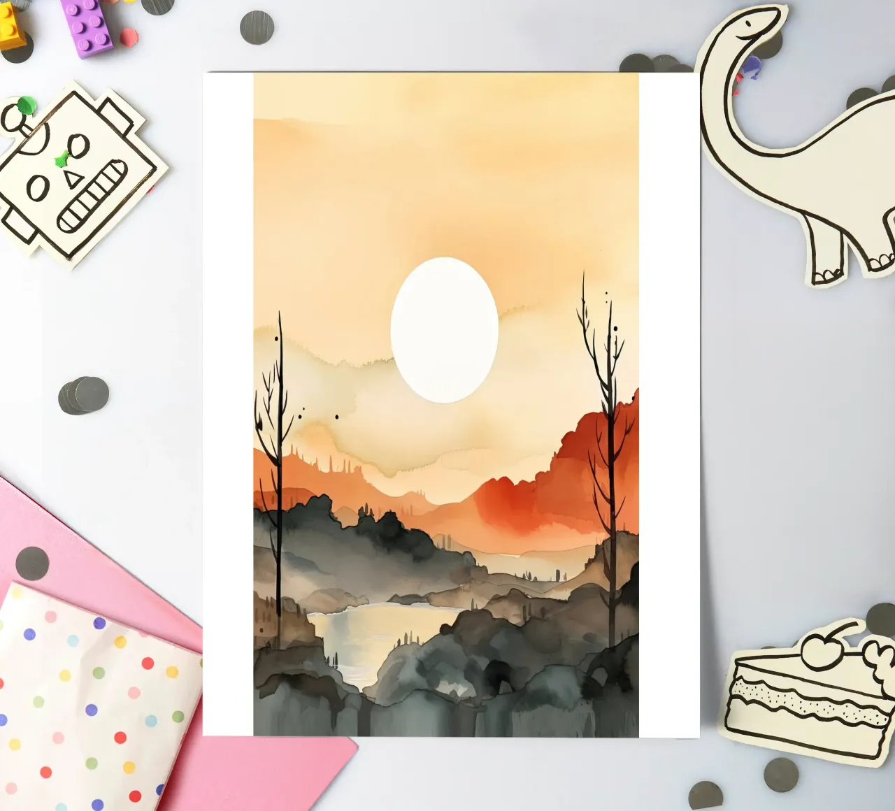 Sunset Between Valleys sticker sheet by DaarbyN