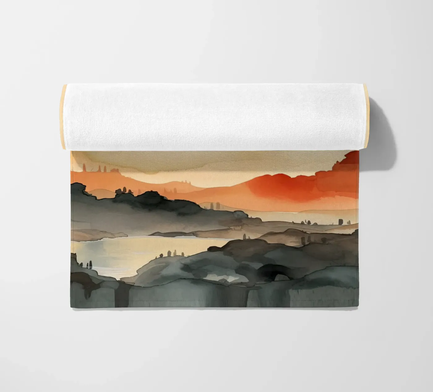 Zonsondergang tussen de dalen strandhanddoek van DaarbyN