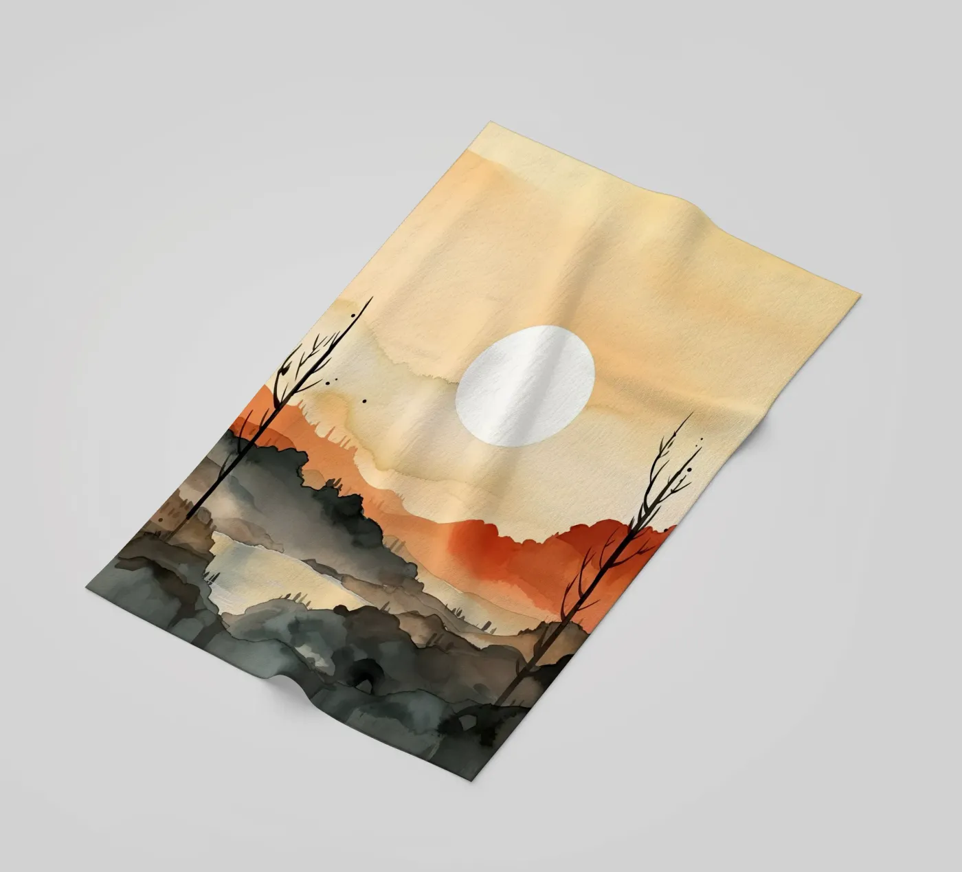 Zonsondergang tussen de dalen strandhanddoek van DaarbyN