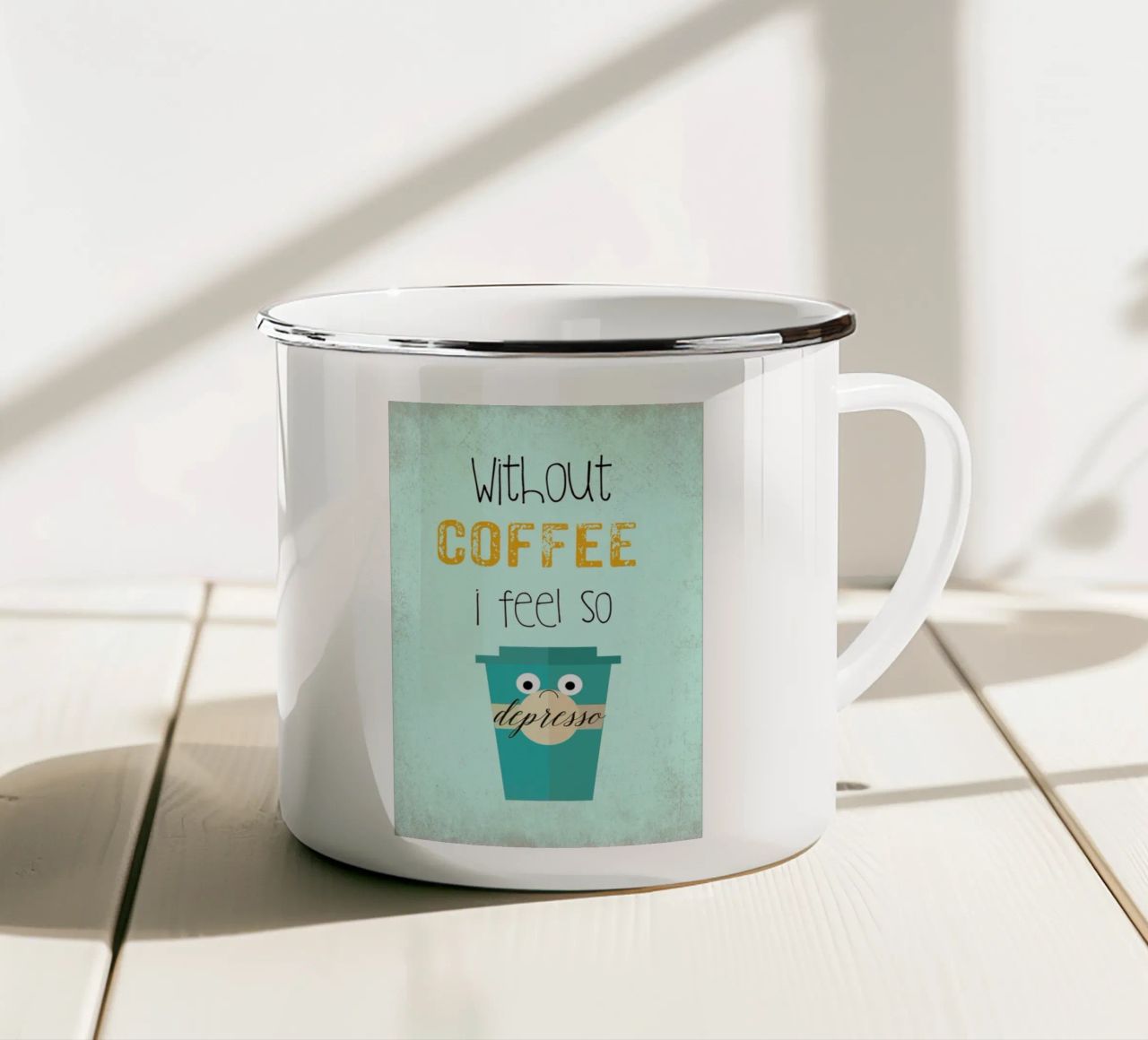 Depresso tazza in smalto da Monika Strigel