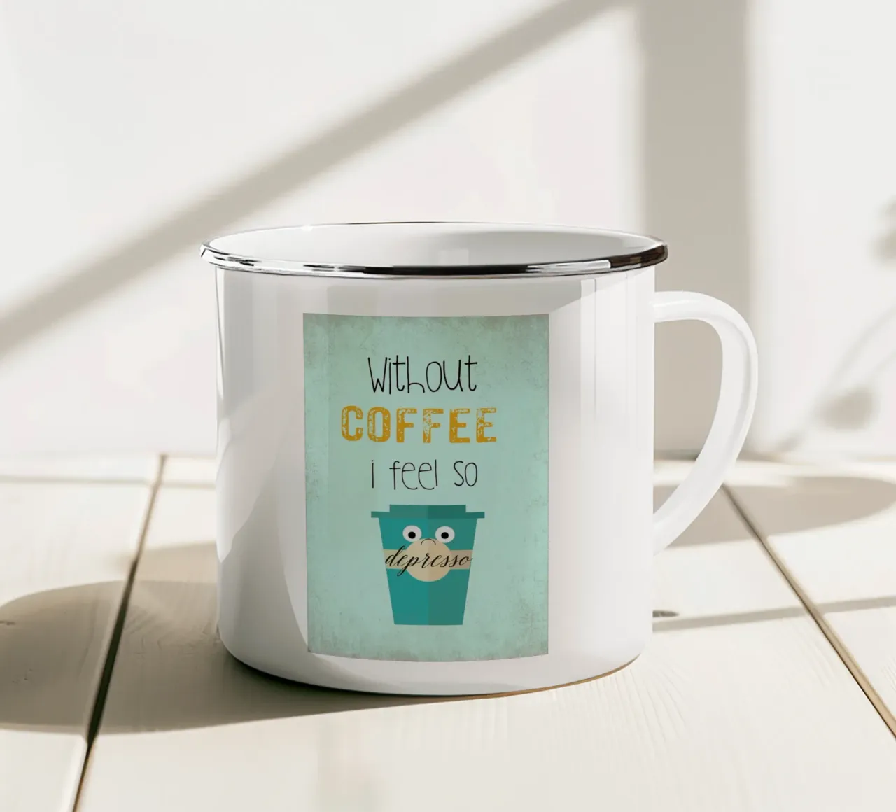 Depresso taza de esmalte de Monika Strigel