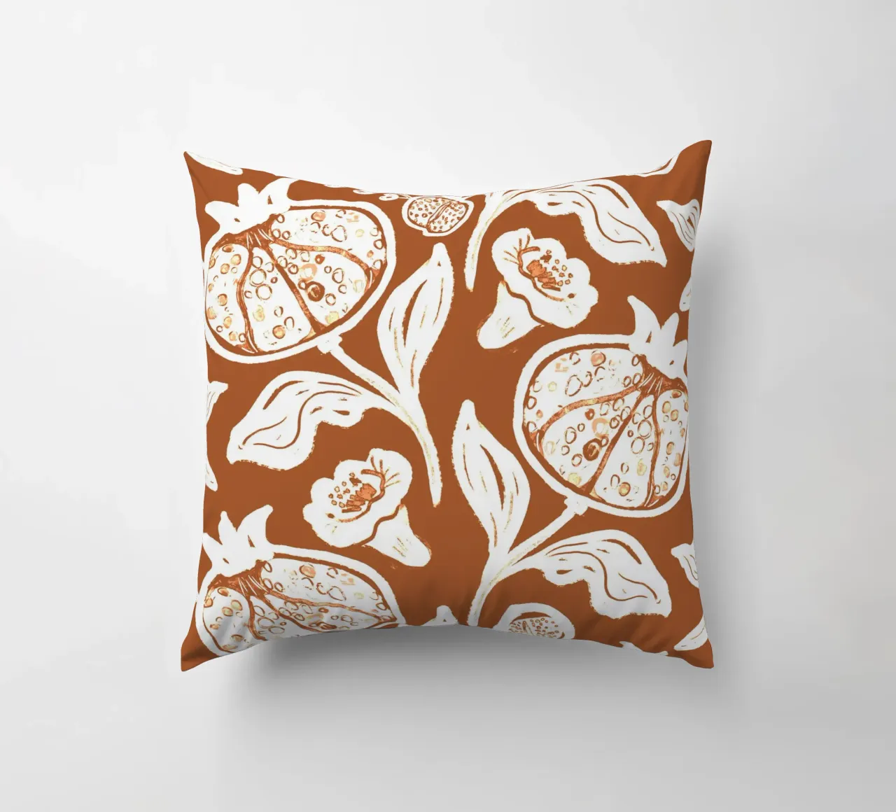 Brown Pomegranates Pattern cuscino da anisillustration