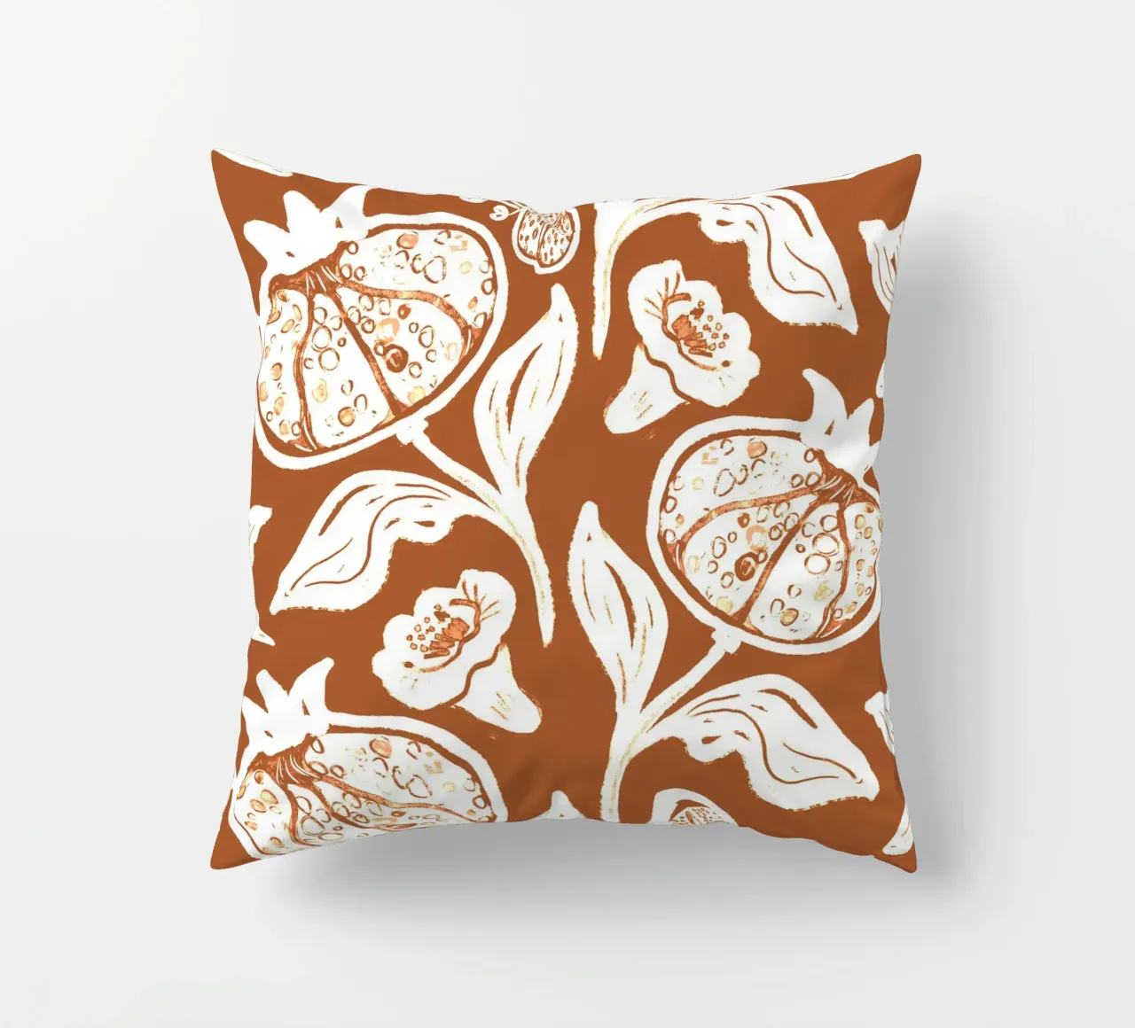 Brown Pomegranates Pattern cuscino da anisillustration