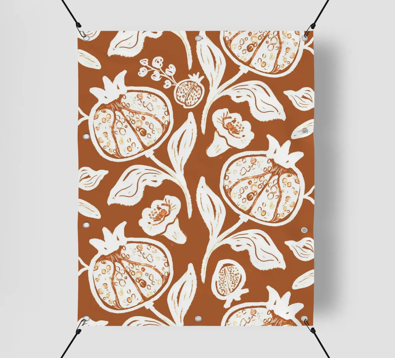Brown Pomegranates Pattern telo in pvc da anisillustration