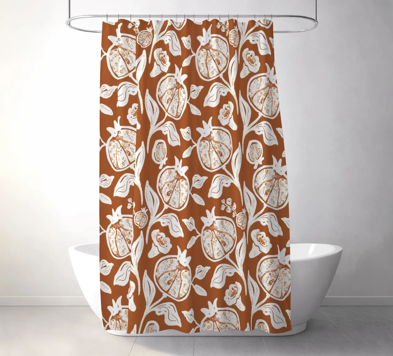 Brown Pomegranates Pattern tenda da doccia da anisillustration