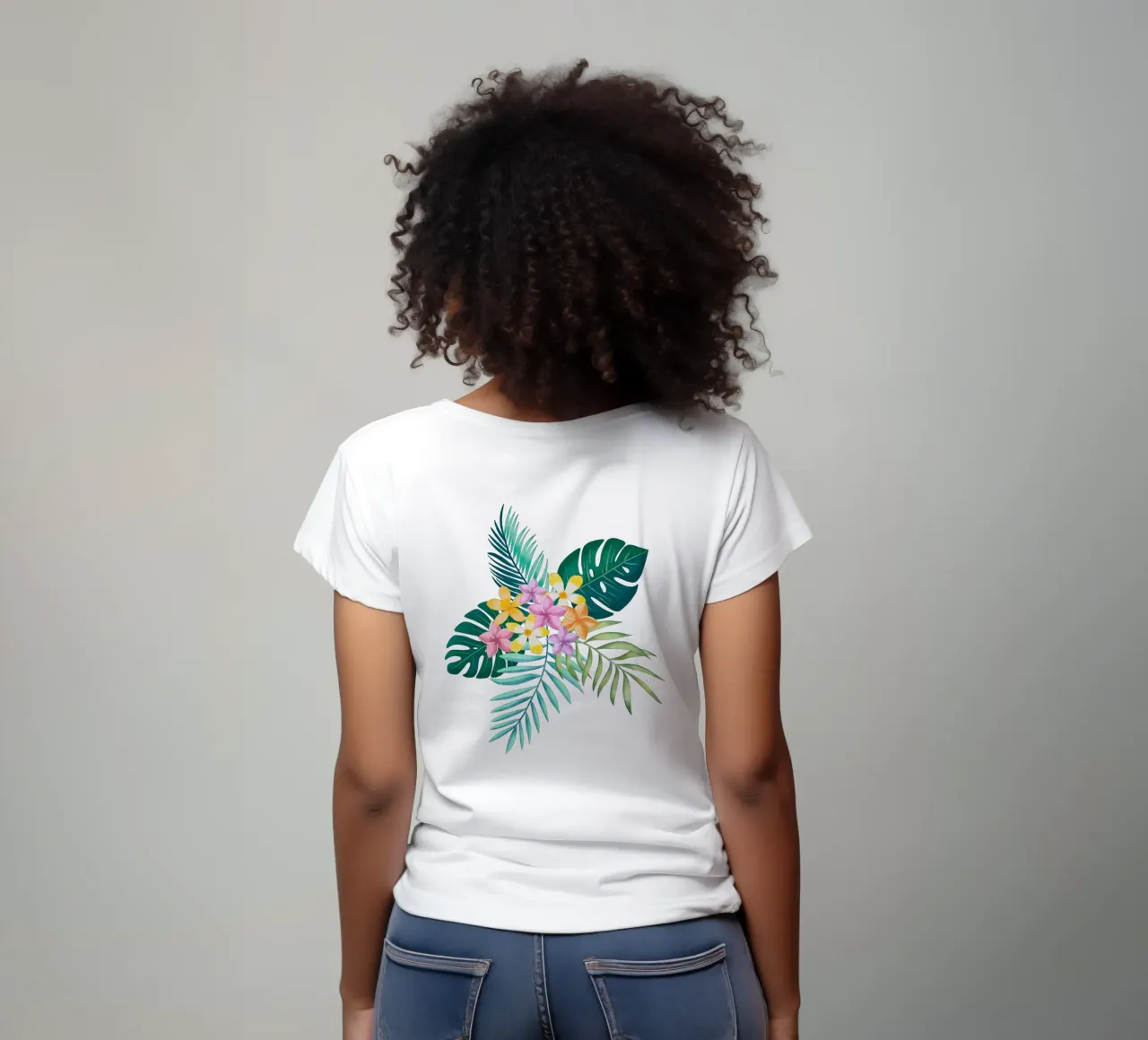 Sogno tropicale. Monstera, foglie di palma, fiori di plumeria. Esotico t-shirt da CalliLetters