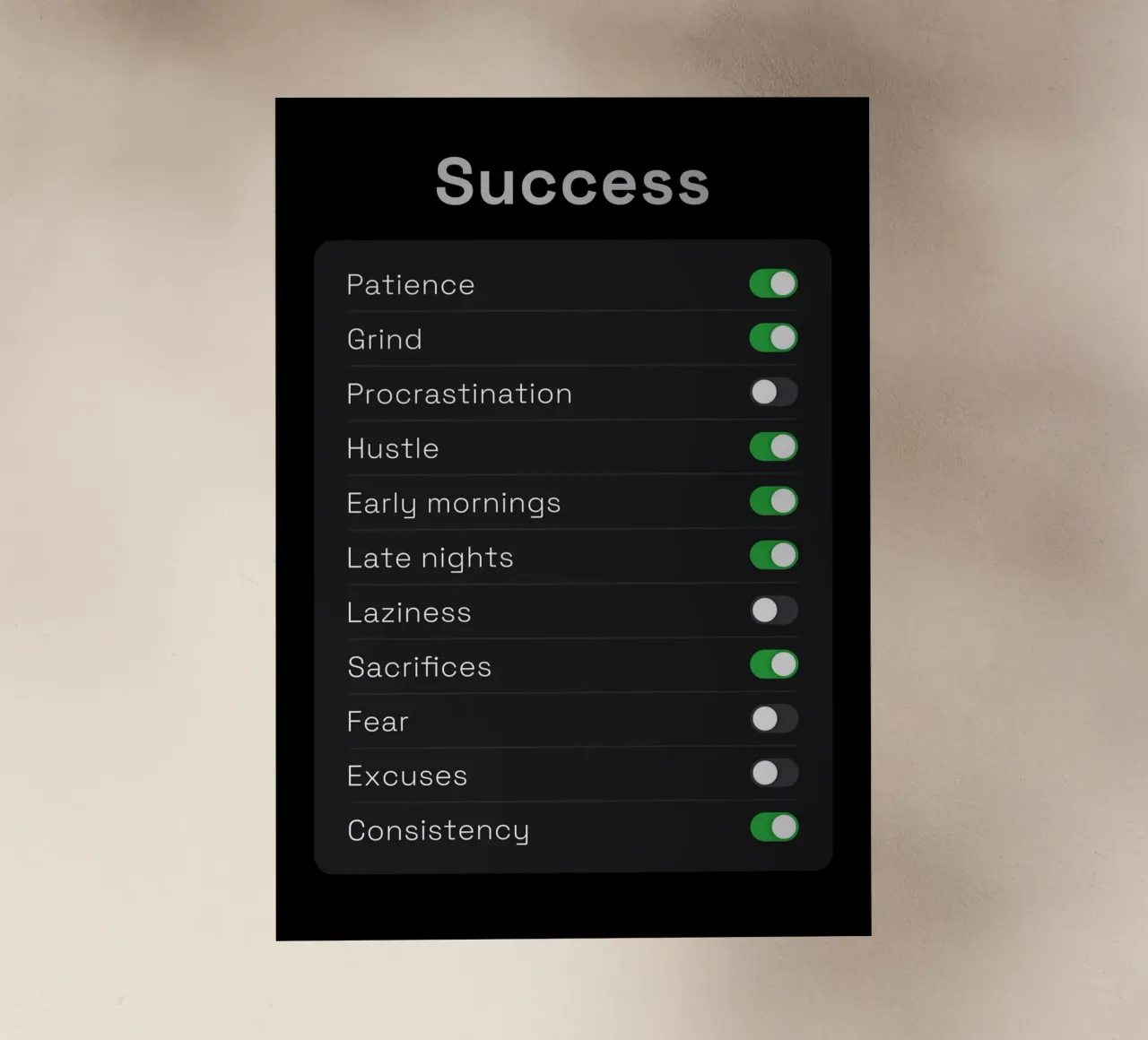 Success Settings pellicola backlit da nabakumov