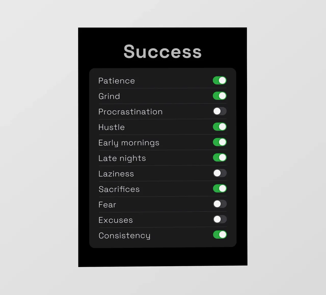 Success Settings pellicola backlit da nabakumov