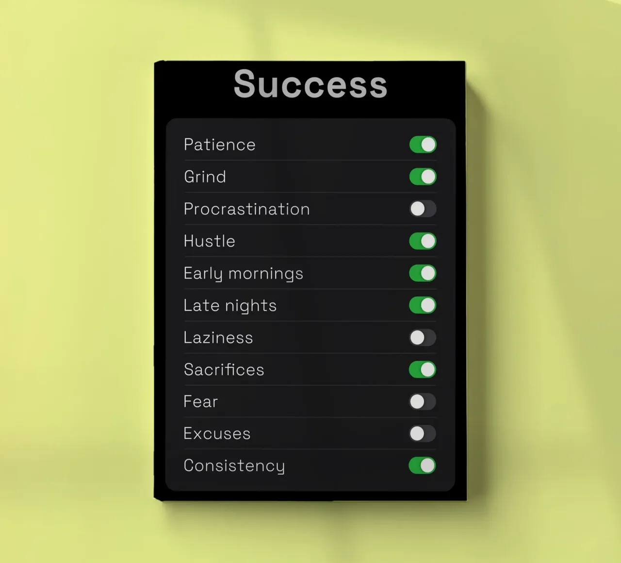 Success Settings notebook by nabakumov
