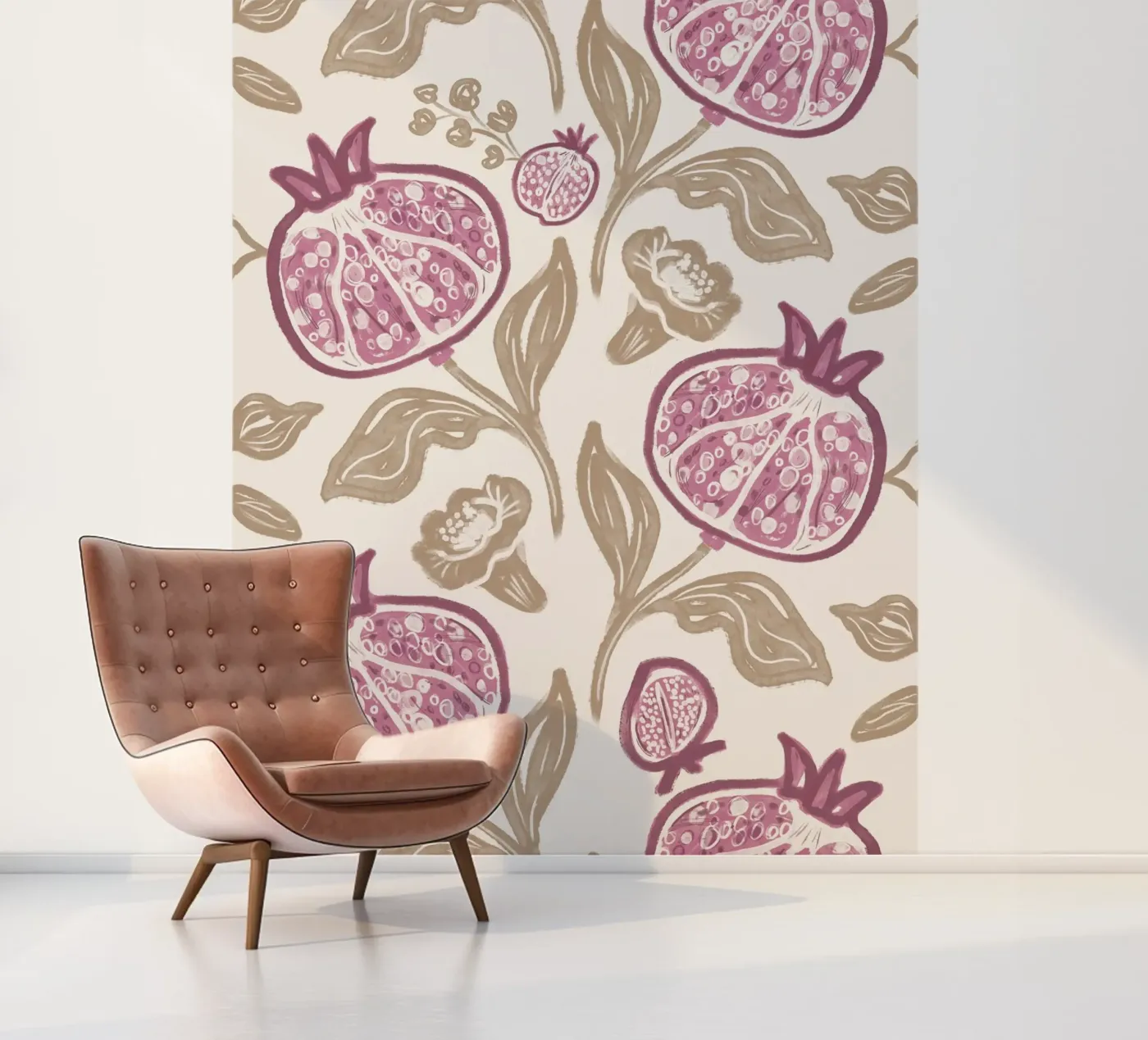 Pink Pomegranates Pattern fotobehang van anisillustration