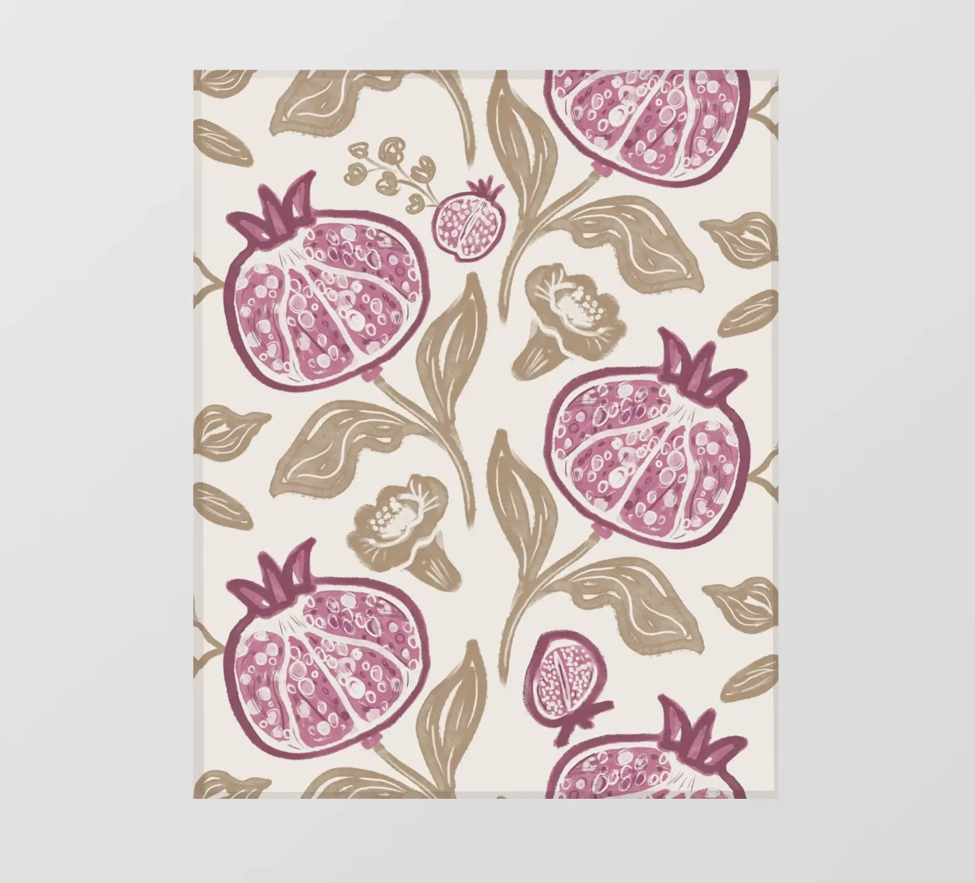Pink Pomegranates Pattern fotobehang van anisillustration