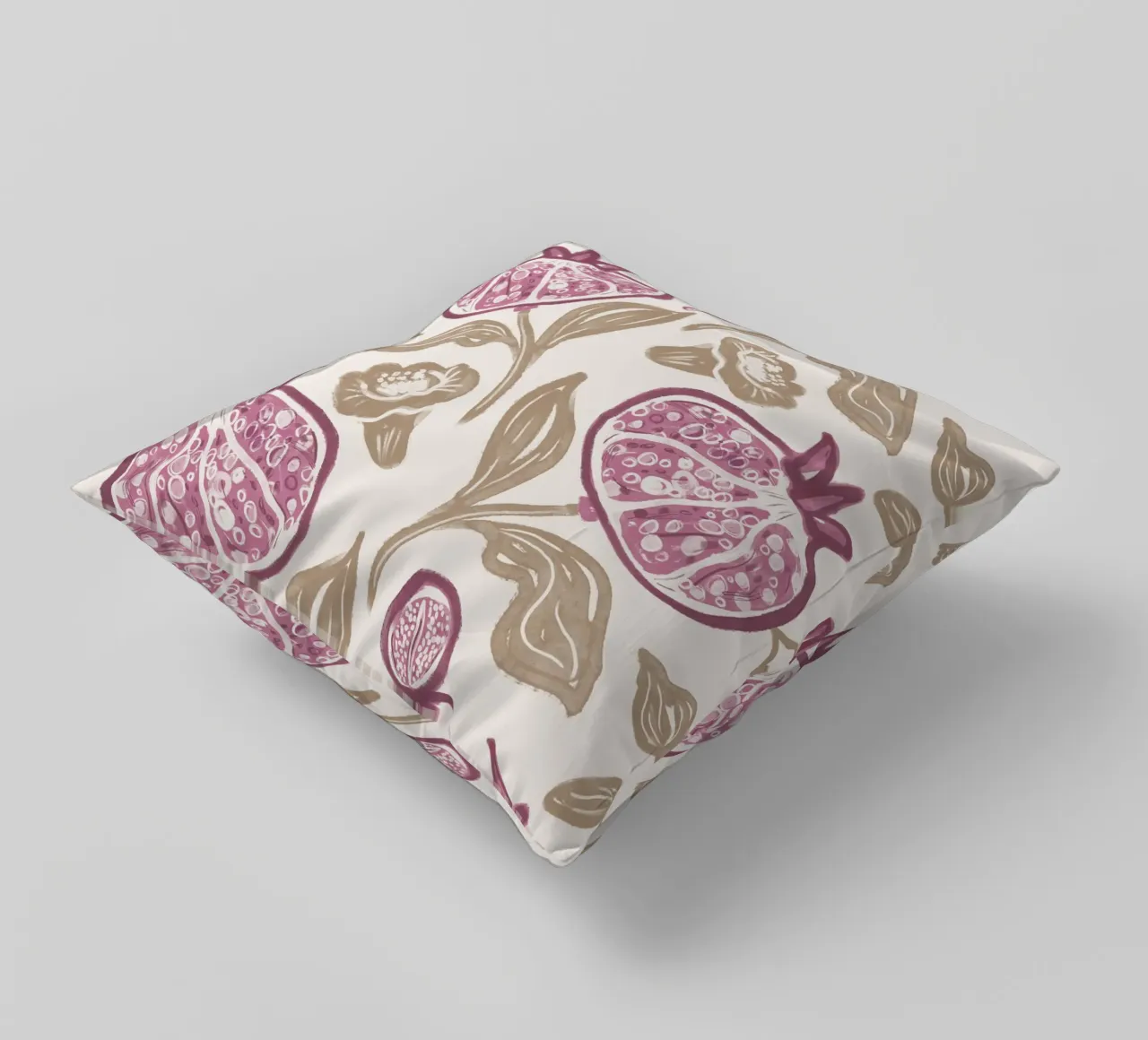 Pink Pomegranates Pattern cuscino da anisillustration