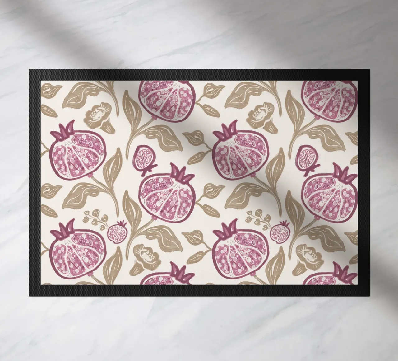 Pink Pomegranates Pattern doormat by anisillustration