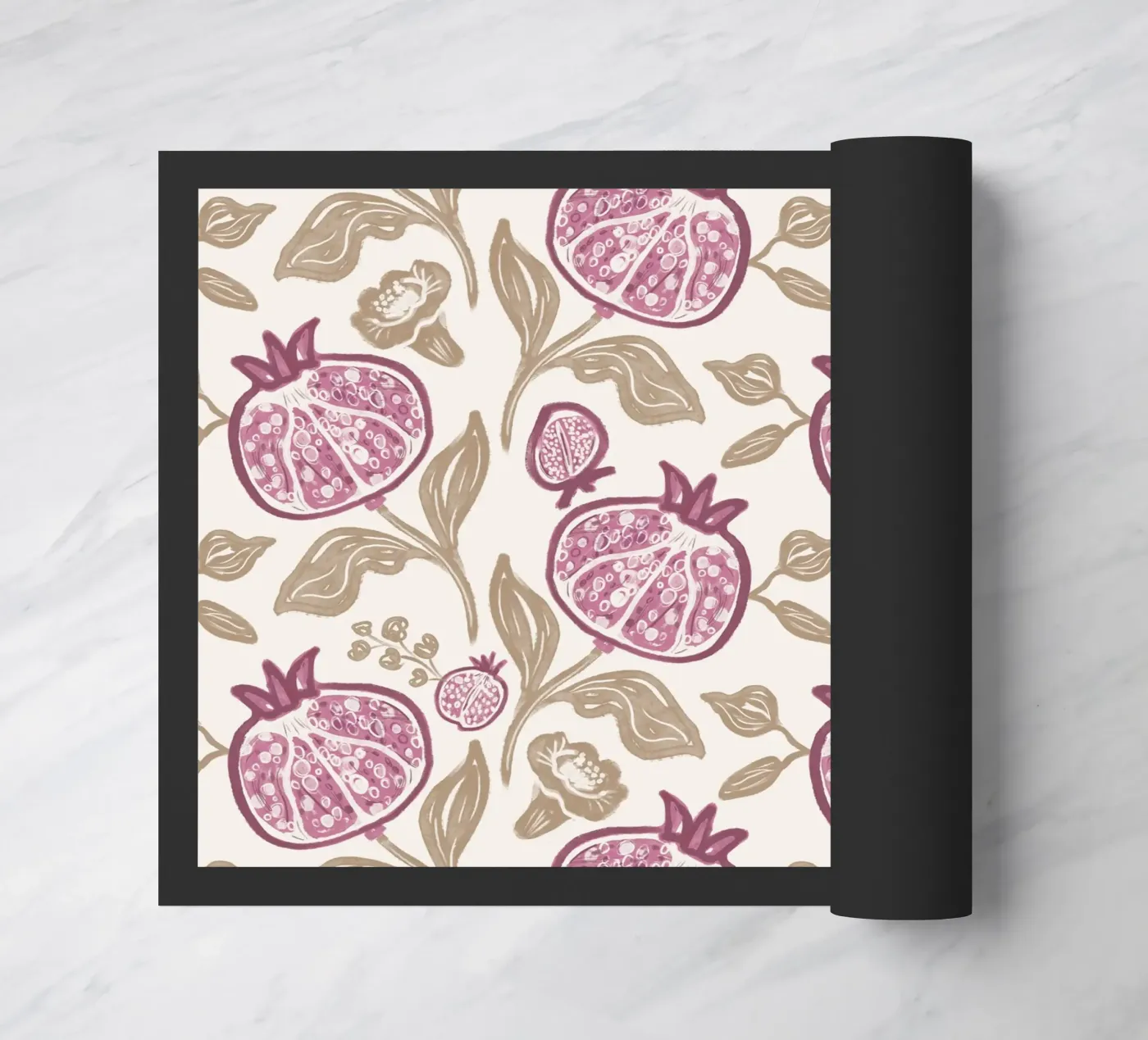 Pink Pomegranates Pattern doormat by anisillustration