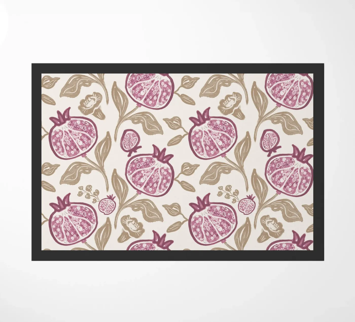Pink Pomegranates Pattern doormat by anisillustration