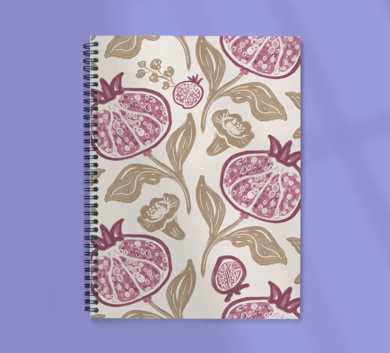 Pink Pomegranates Pattern spiral notebook by anisillustration