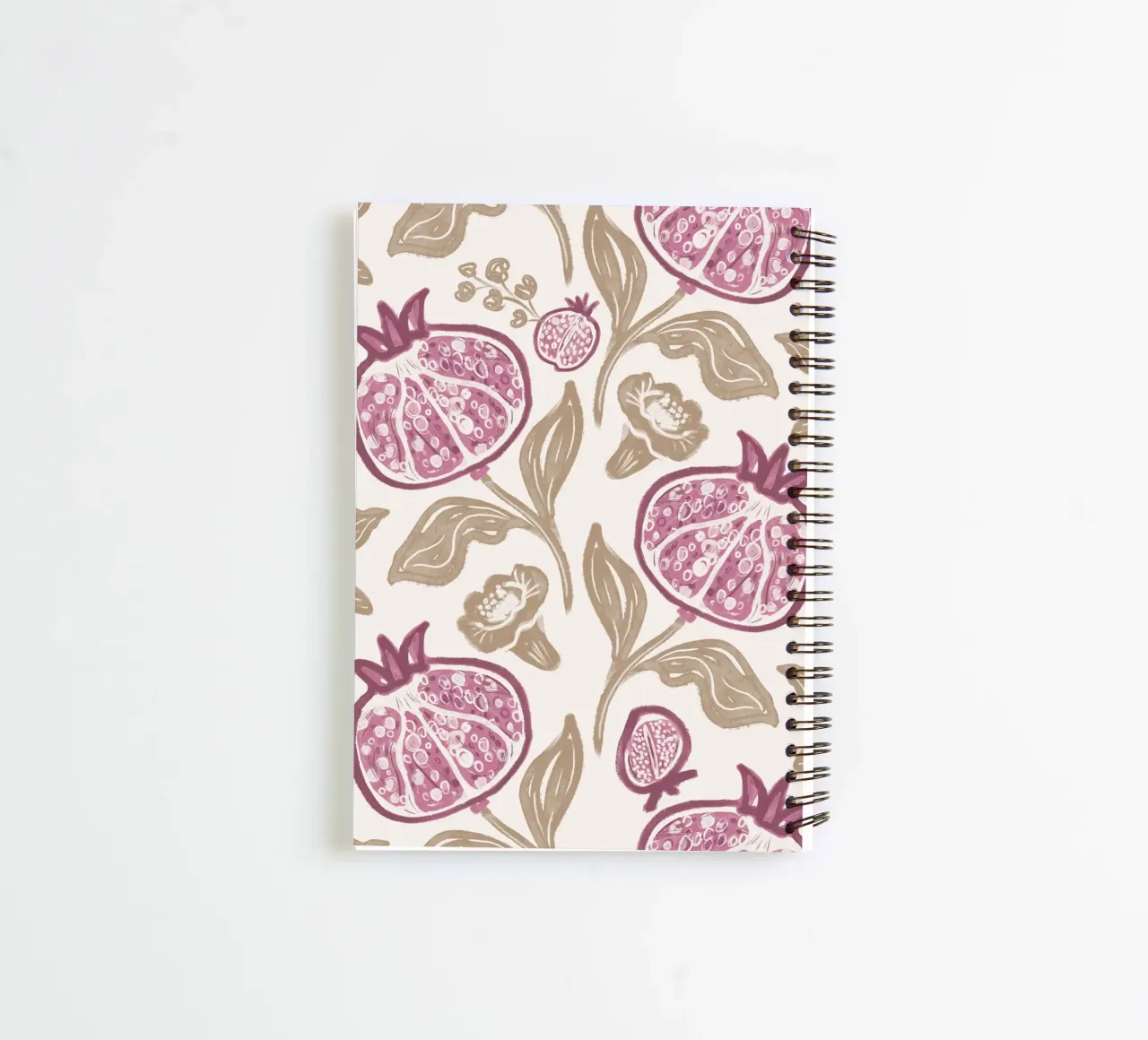 Pink Pomegranates Pattern spiral notebook by anisillustration